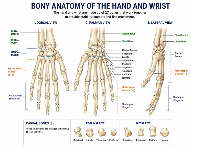 Bony anatomy of the hand and wrist Bony anatomy of the hand and wrist
